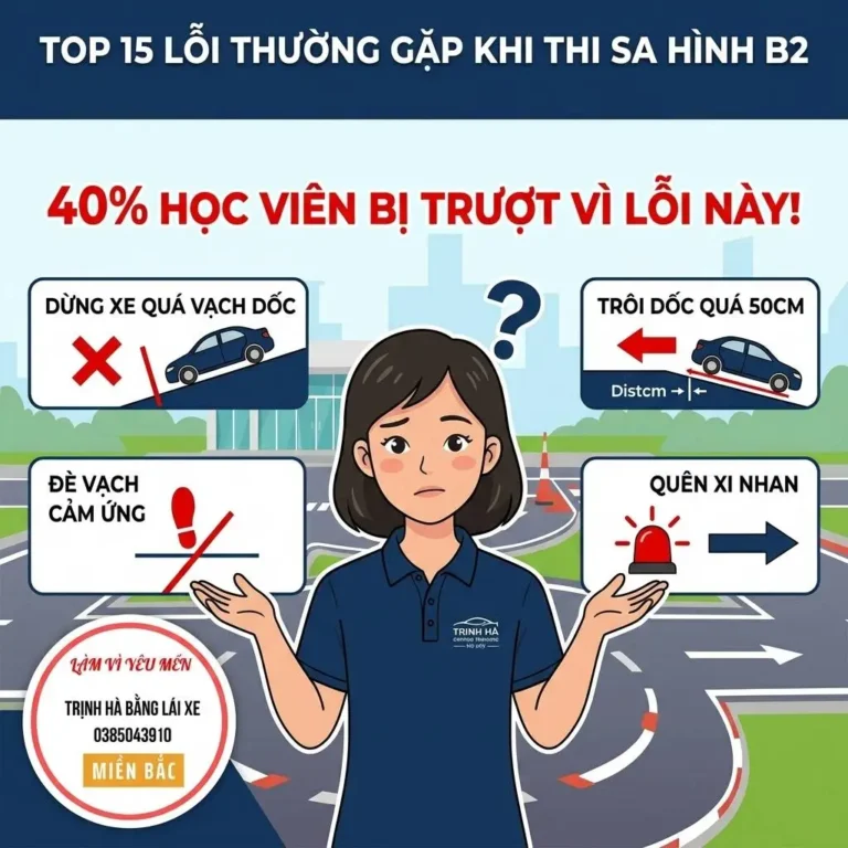 15 lỗi thường gặp khi thi sa hình B2 (40% học viên bị trượt vì lỗi này)